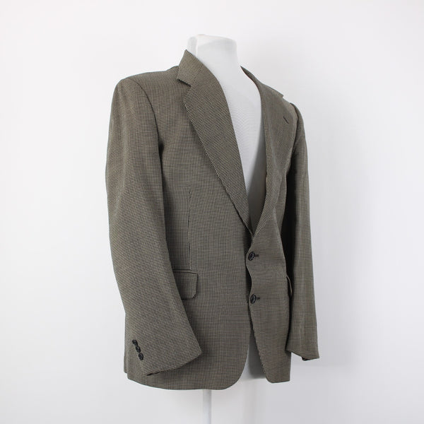 Oscar De La Renta Sz 42R Brown Tan Herringbone Traveler Worsted 2 Button Blazer