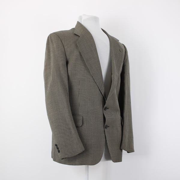 Oscar De La Renta Sz 42R Brown Tan Herringbone Traveler Worsted 2 Button Blazer