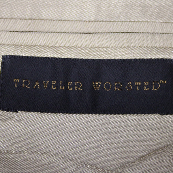 Oscar De La Renta Sz 42R Brown Tan Herringbone Traveler Worsted 2 Button Blazer