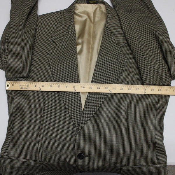 Oscar De La Renta Sz 42R Brown Tan Herringbone Traveler Worsted 2 Button Blazer