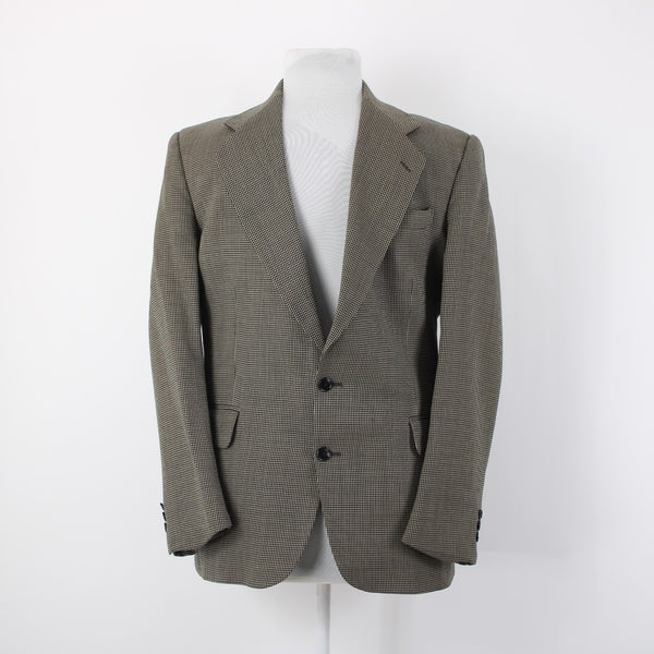 Oscar De La Renta Sz 42R Brown Tan Herringbone Traveler Worsted 2 Button Blazer