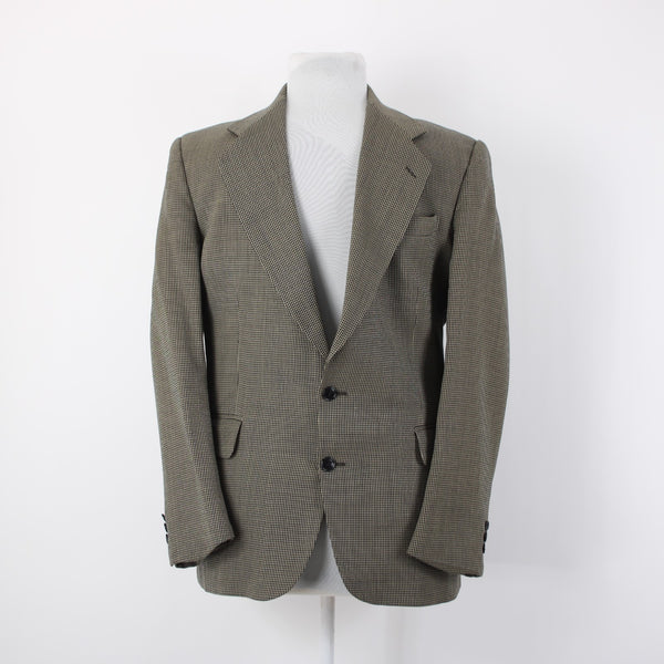 Oscar De La Renta Sz 42R Brown Tan Herringbone Traveler Worsted 2 Button Blazer
