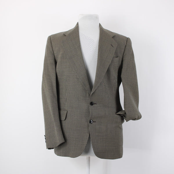 Oscar De La Renta Sz 42R Brown Tan Herringbone Traveler Worsted 2 Button Blazer
