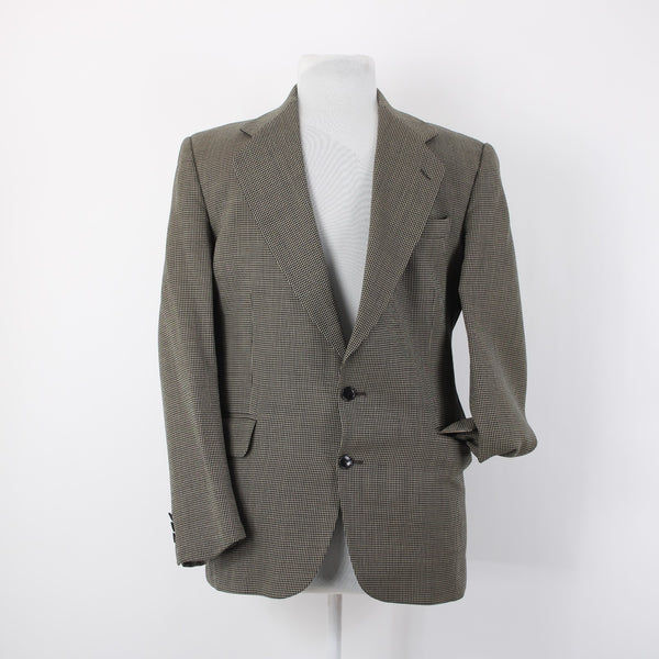 Oscar De La Renta Sz 42R Brown Tan Herringbone Traveler Worsted 2 Button Blazer