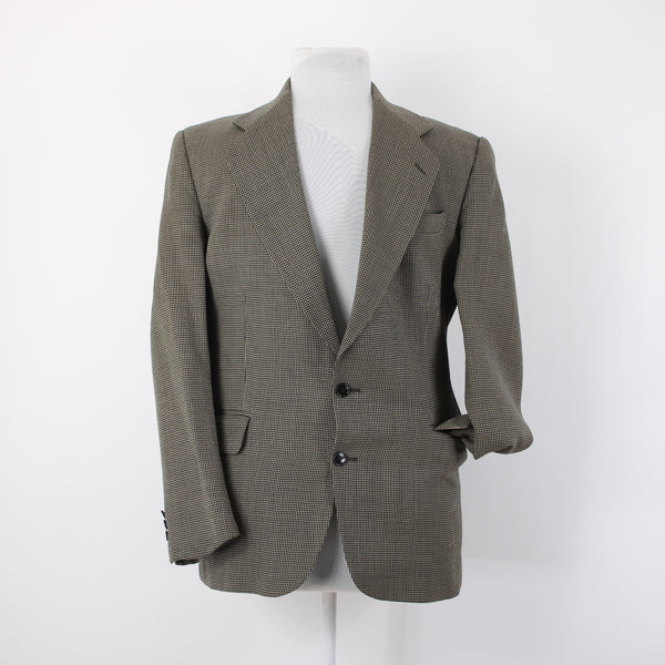 Oscar De La Renta Sz 42R Brown Tan Herringbone Traveler Worsted 2 Button Blazer