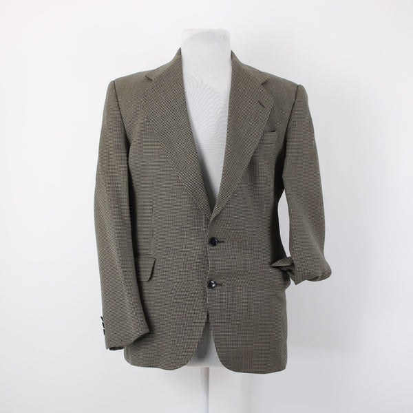 Oscar De La Renta Sz 42R Brown Tan Herringbone Traveler Worsted 2 Button Blazer