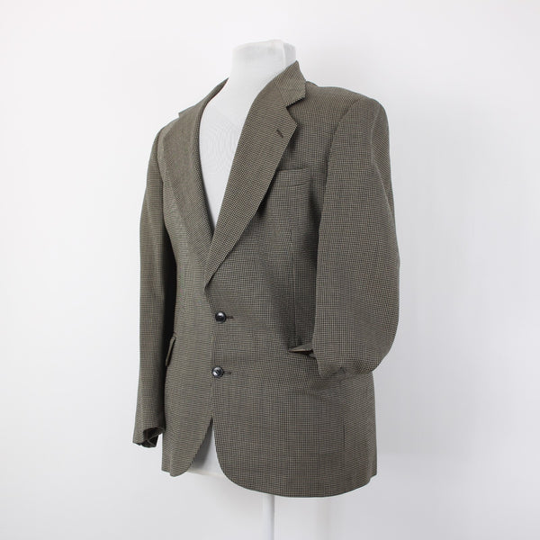 Oscar De La Renta Sz 42R Brown Tan Herringbone Traveler Worsted 2 Button Blazer