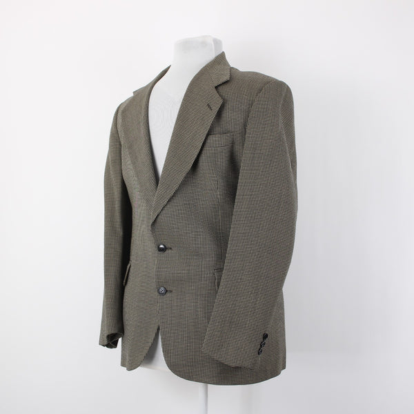 Oscar De La Renta Sz 42R Brown Tan Herringbone Traveler Worsted 2 Button Blazer