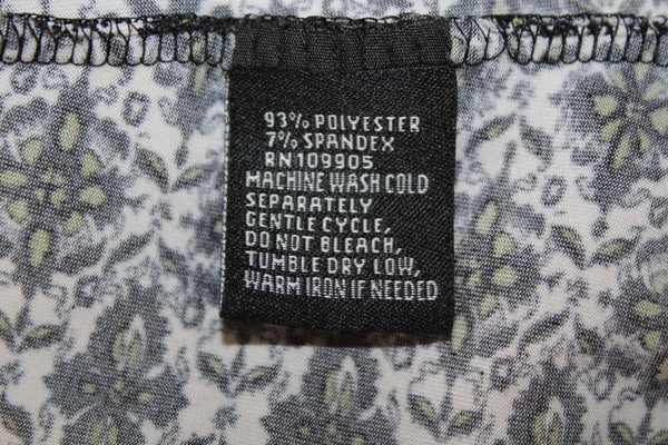 Essentials Sz XL Black Lime Green Multi Print Button Up Poly Spdx Shirt Top