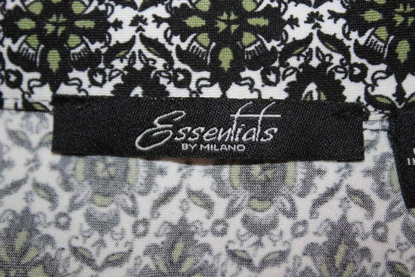 Essentials Sz XL Black Lime Green Multi Print Button Up Poly Spdx Shirt Top