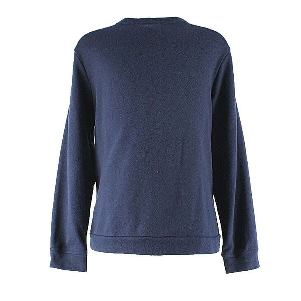 Coldwater Creek Sz L 14 Navy Blue Lace Overlay Nylon Cotton Polyester Sweater