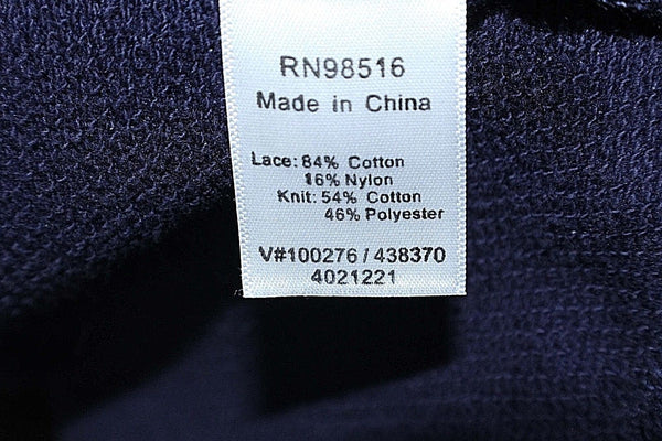 Coldwater Creek Sz L 14 Navy Blue Lace Overlay Nylon Cotton Polyester Sweater
