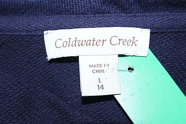 Coldwater Creek Sz L 14 Navy Blue Lace Overlay Nylon Cotton Polyester Sweater
