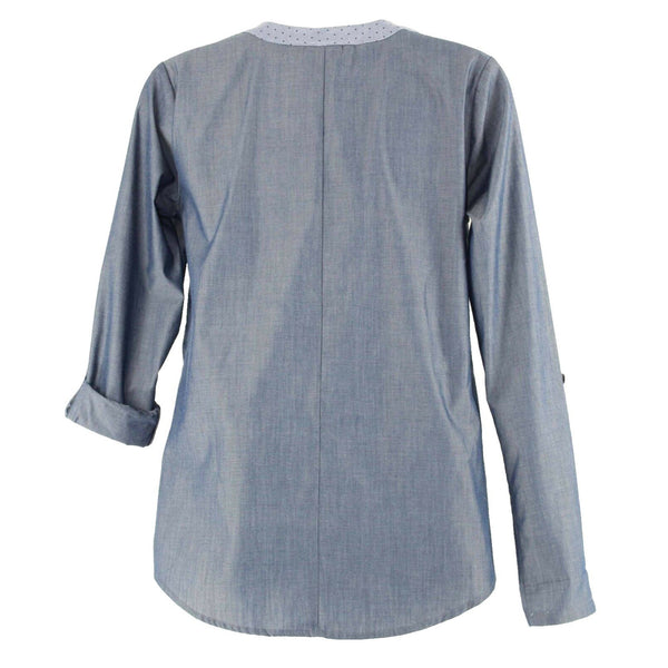 Van Heusen NEW XXS Blue Cotton Polyester Blend Tab Sleeve Top