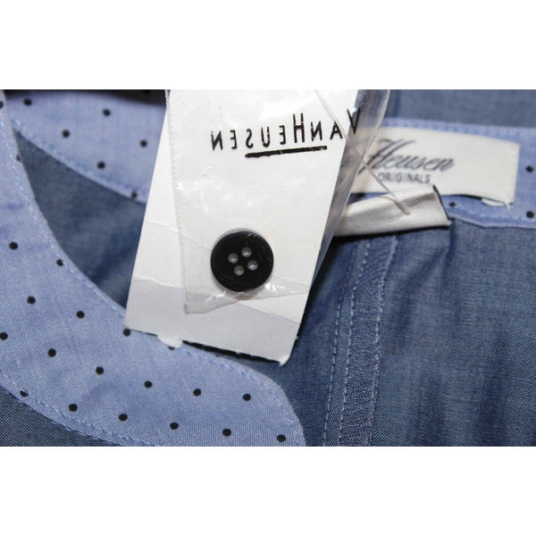 Van Heusen NEW XXS Blue Cotton Polyester Blend Tab Sleeve Top