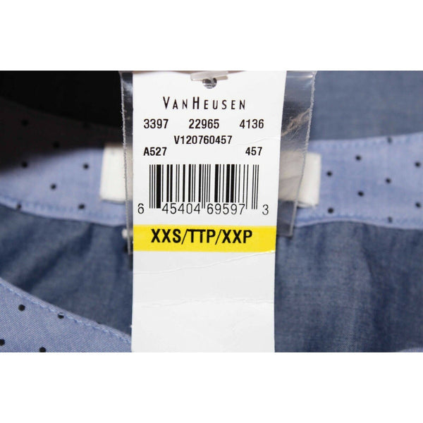 Van Heusen NEW XXS Blue Cotton Polyester Blend Tab Sleeve Top