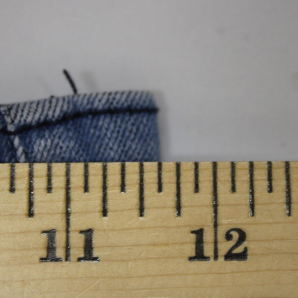 Three Bird Nest Sz XS x 36 Blue Denim Elastic Flare Raw Edge Cotton Poly Jeans