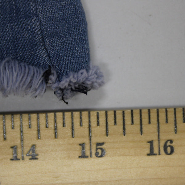 Three Bird Nest Sz XS x 36 Blue Denim Elastic Flare Raw Edge Cotton Poly Jeans