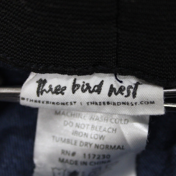 Three Bird Nest Sz XS x 36 Blue Denim Elastic Flare Raw Edge Cotton Poly Jeans