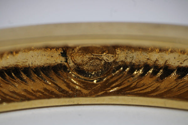 St John Goldtone Hardware Brown Enamel Push Lock Bangle Bracelet