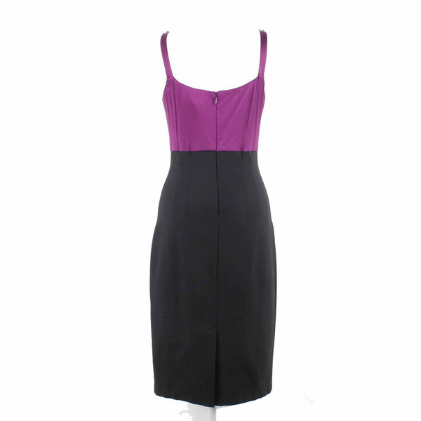 Maria Bianco Nero NEW $315 Sz M Black Purple Embellished Silk Blend Dress