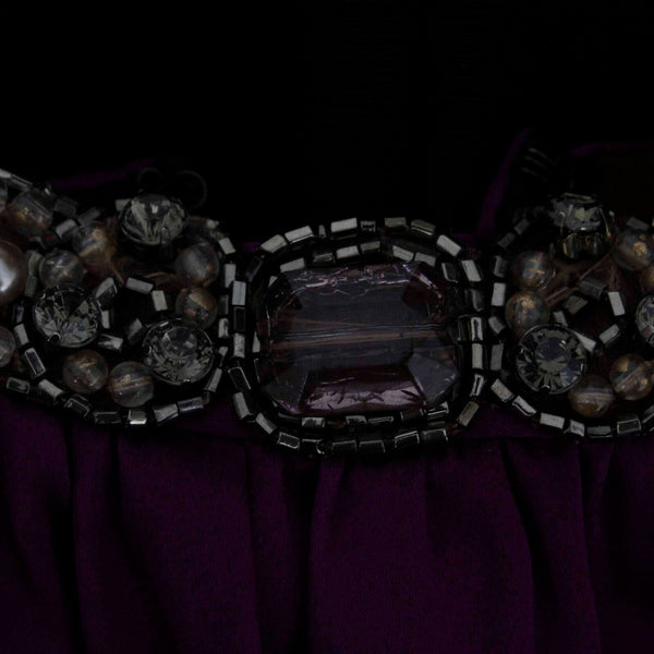 Maria Bianco Nero NEW $315 Sz M Black Purple Embellished Silk Blend Dress