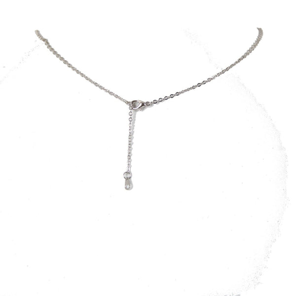 KELSEY Name Silvertone Rhinestone 14.5" w 4.5" Multi Ring Ext Necklace