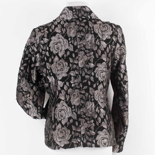 Harve Benard Sz 10 Black Taupe Brocade Collared Lined Polyester Acrylic Jacket