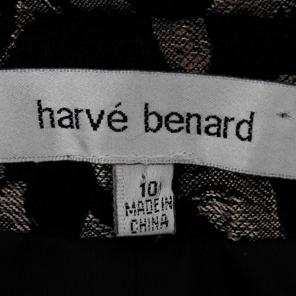 Harve Benard Sz 10 Black Taupe Brocade Collared Lined Polyester Acrylic Jacket