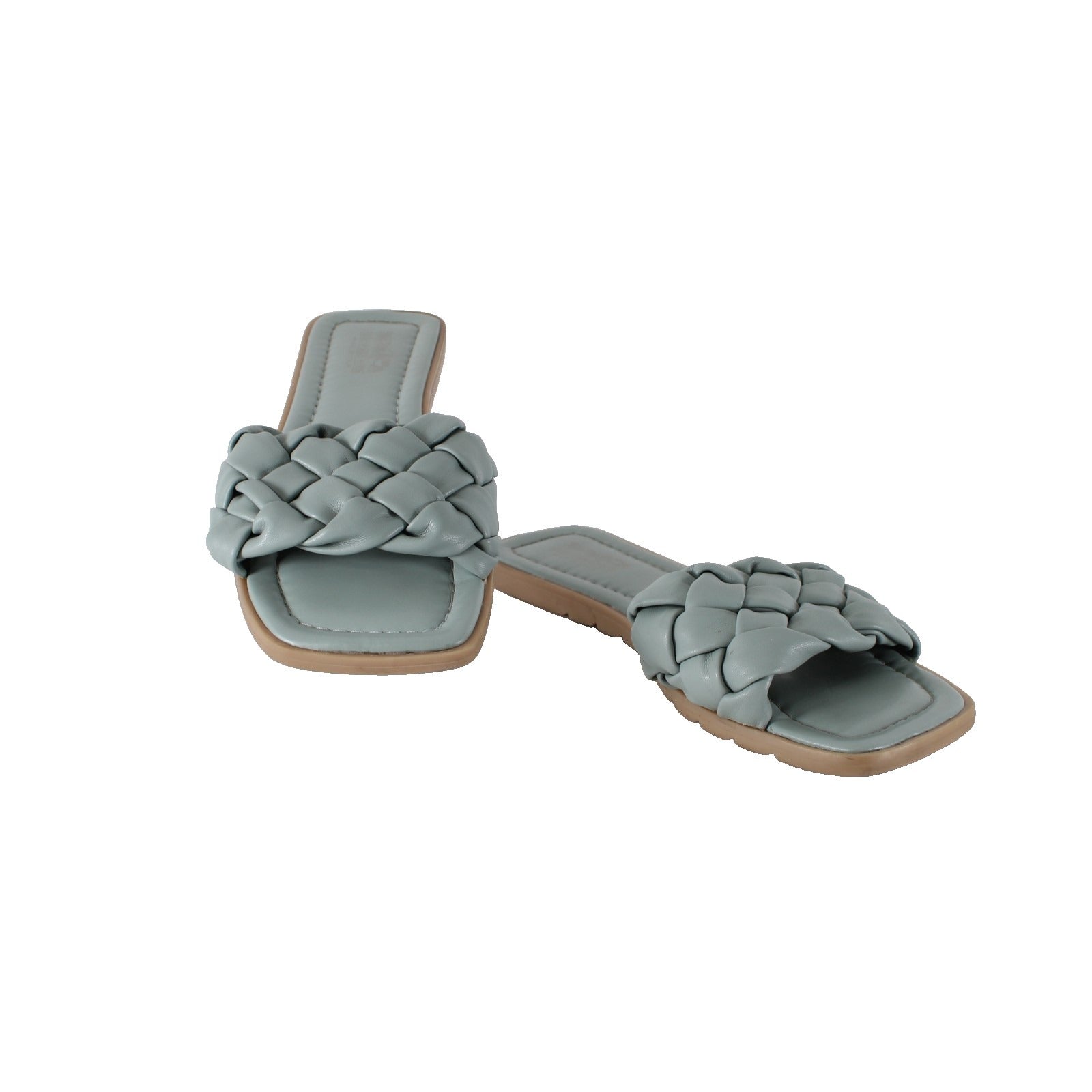 Coach And Four Sandals Sz 11? Blue Braided Slip On Leather Rubber Sandal