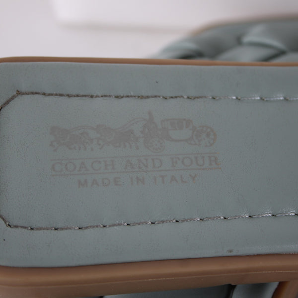 Coach And Four Sandals Sz 11? Blue Braided Slip On Leather Rubber Sandal