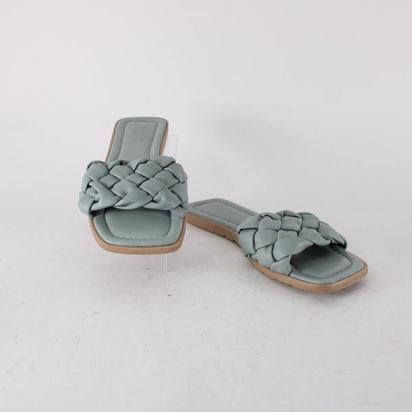 Coach And Four Sandals Sz 11? Blue Braided Slip On Leather Rubber Sandal