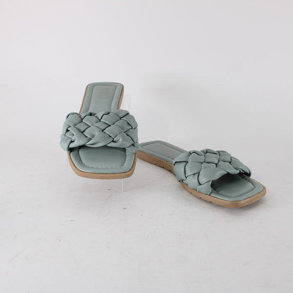 Coach And Four Sandals Sz 11? Blue Braided Slip On Leather Rubber Sandal