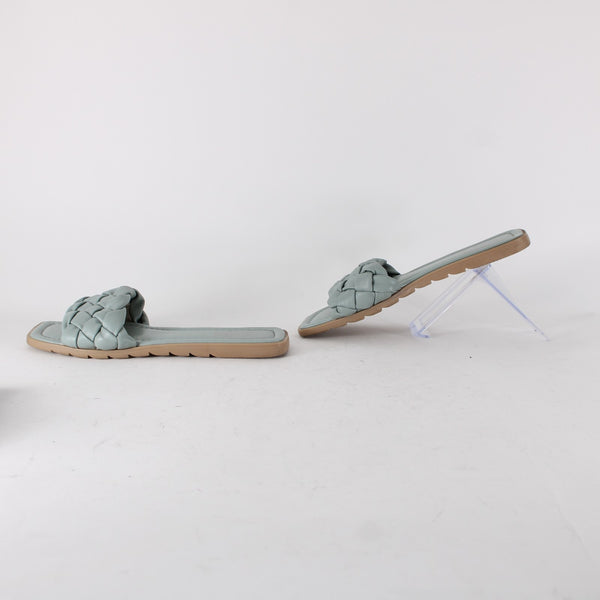 Coach And Four Sandals Sz 11? Blue Braided Slip On Leather Rubber Sandal