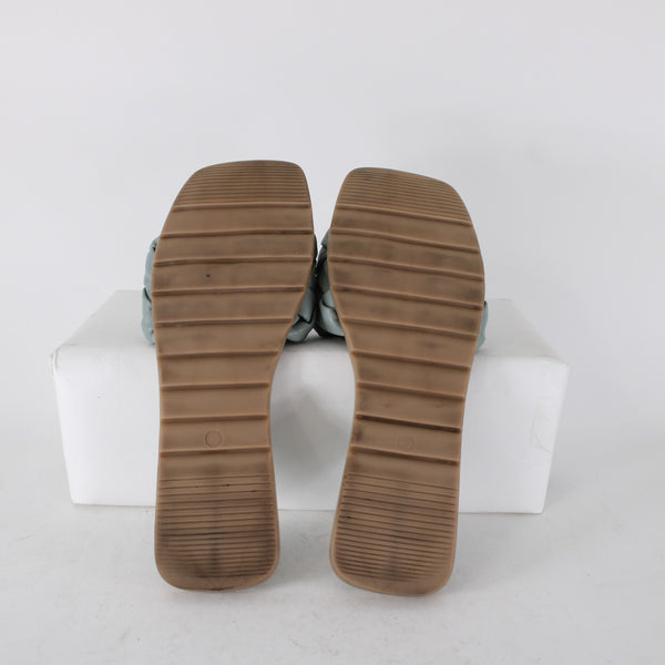 Coach And Four Sandals Sz 11? Blue Braided Slip On Leather Rubber Sandal