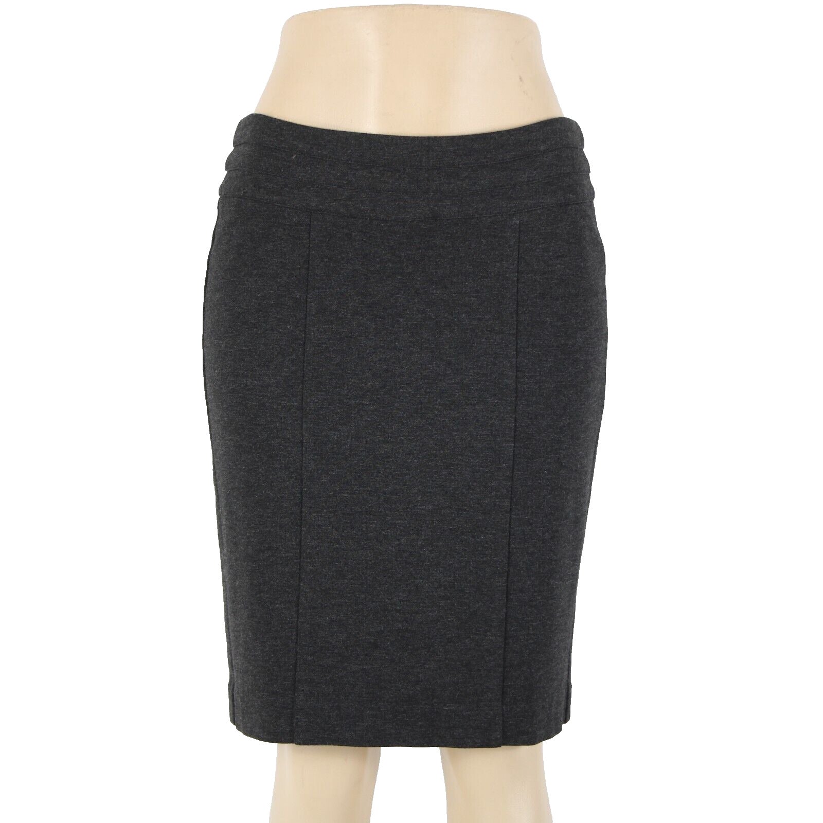 Cabi Sz 6 Charcoal Black Unlined Hook Eye Rayon Nylon Spandex Woven Knit Skirt
