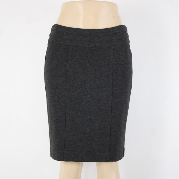 Cabi Sz 6 Charcoal Black Unlined Hook Eye Rayon Nylon Spandex Woven Knit Skirt