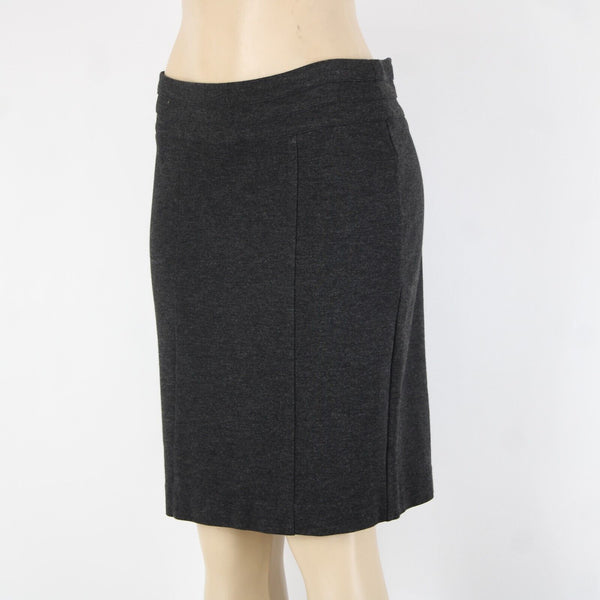 Cabi Sz 6 Charcoal Black Unlined Hook Eye Rayon Nylon Spandex Woven Knit Skirt
