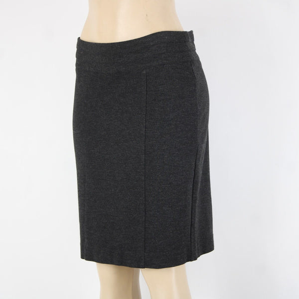 Cabi Sz 6 Charcoal Black Unlined Hook Eye Rayon Nylon Spandex Woven Knit Skirt