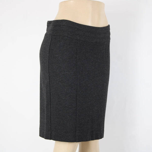 Cabi Sz 6 Charcoal Black Unlined Hook Eye Rayon Nylon Spandex Woven Knit Skirt