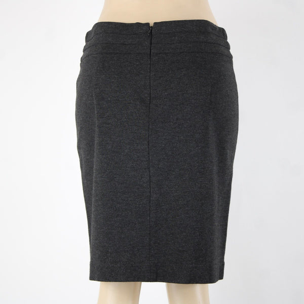 Cabi Sz 6 Charcoal Black Unlined Hook Eye Rayon Nylon Spandex Woven Knit Skirt