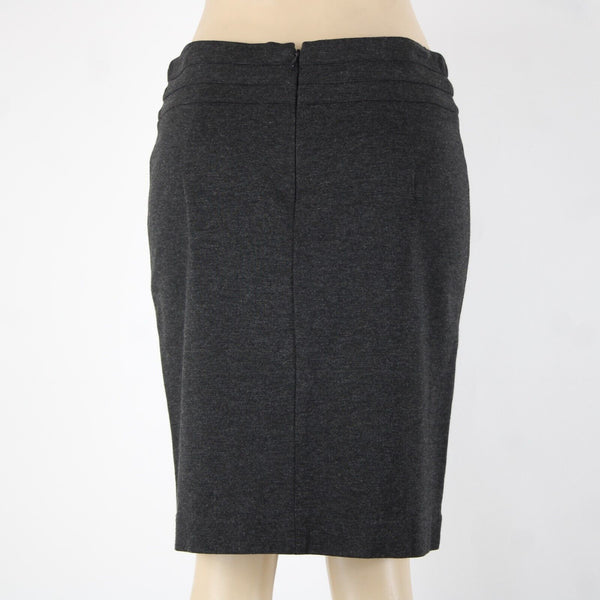 Cabi Sz 6 Charcoal Black Unlined Hook Eye Rayon Nylon Spandex Woven Knit Skirt