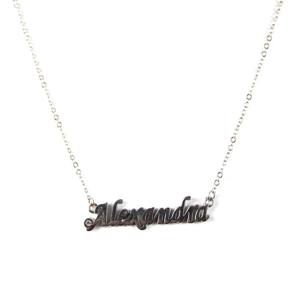 ALEXANDRA Name Silvertone Rhinestone 14.5" w 4.5" Multi Ring Extender Necklace