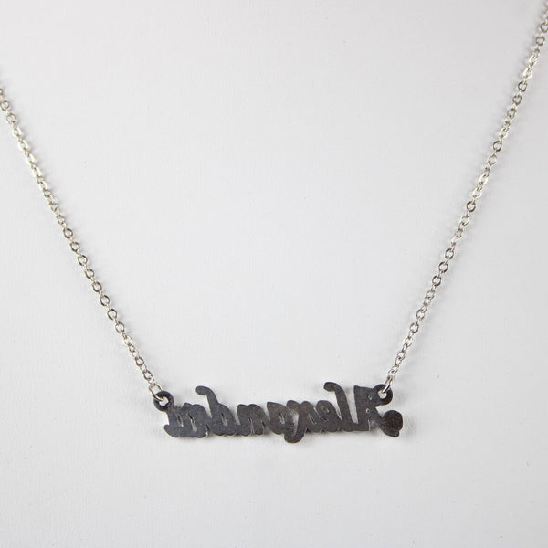 ALEXANDRA Name Silvertone Rhinestone 14.5" w 4.5" Multi Ring Extender Necklace