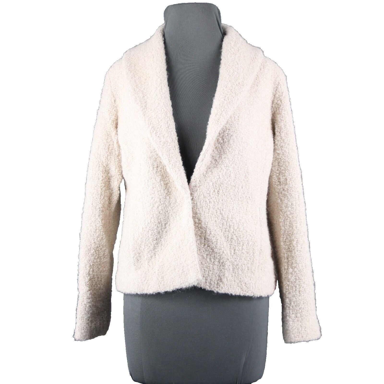 Eileen Fisher Petite Sz S Tan Collared Pockets Lined Wool Nylon Rayon Jacket