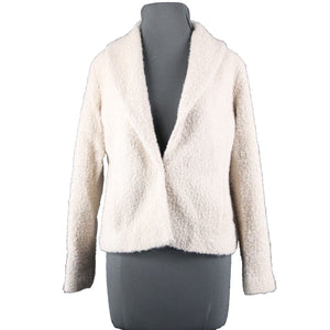 Eileen Fisher Petite Sz S Tan Collared Pockets Lined Wool Nylon Rayon Jacket
