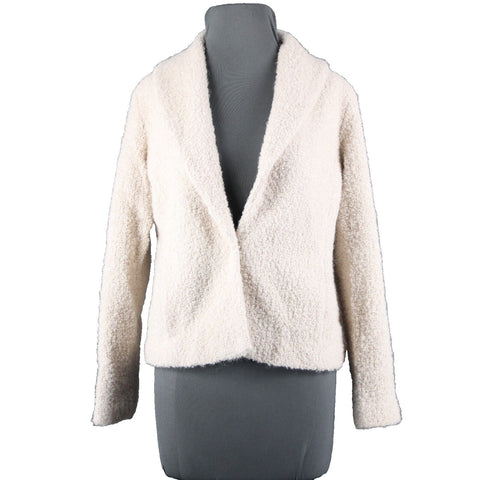Eileen Fisher Petite Sz S Tan Collared Pockets Lined Wool Nylon Rayon Jacket