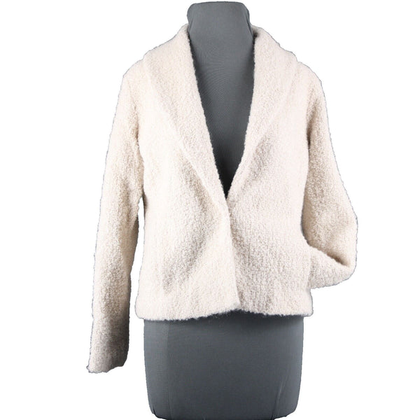 Eileen Fisher Petite Sz S Tan Collared Pockets Lined Wool Nylon Rayon Jacket