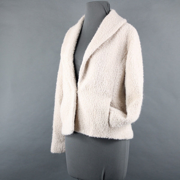 Eileen Fisher Petite Sz S Tan Collared Pockets Lined Wool Nylon Rayon Jacket