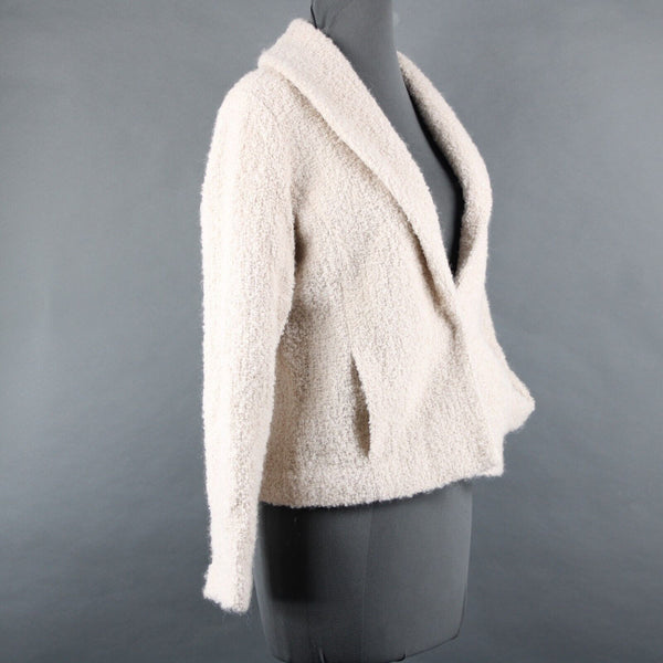 Eileen Fisher Petite Sz S Tan Collared Pockets Lined Wool Nylon Rayon Jacket